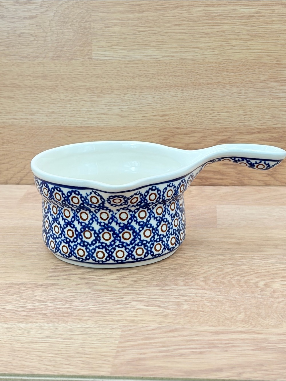 Rare 90's Polish Pottery Daisy Dots Spouted Sauce Pan Dotted Daisy Boleslawiec